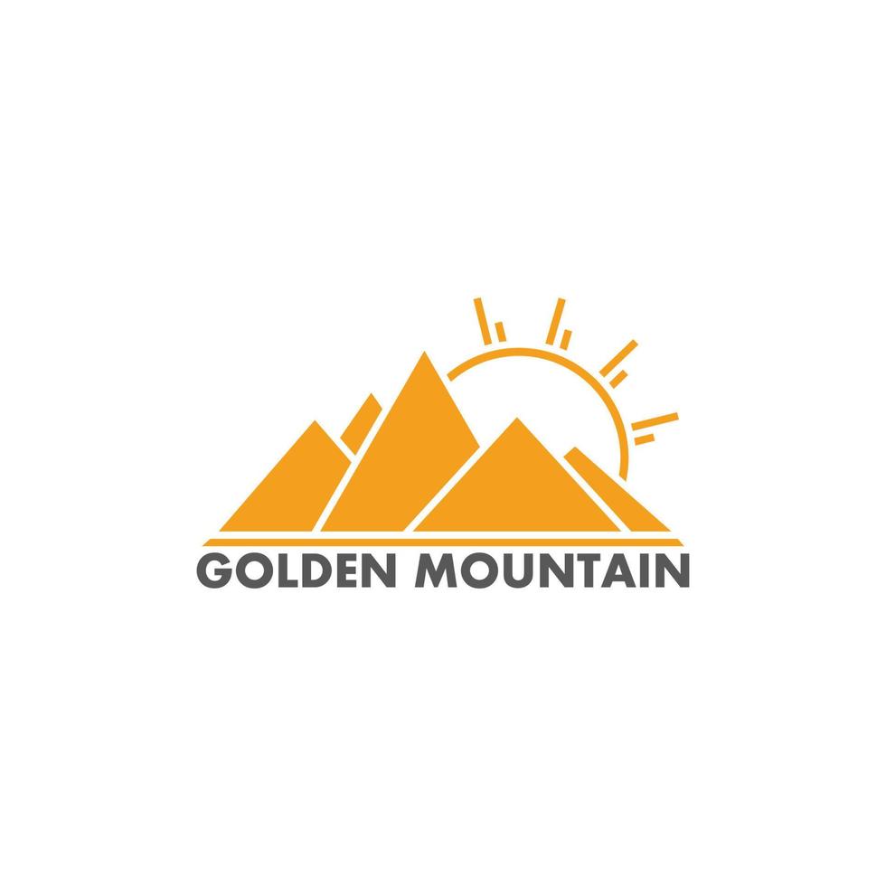golden mountain sun geometric design symbol vector
