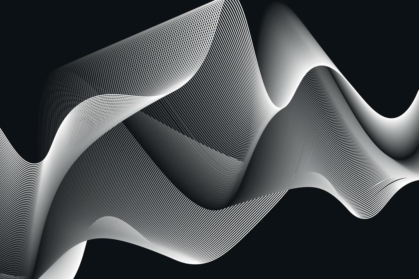 monochrome. white and balack wave. abstract background, suitable for landing page and computer desktop background. 3d vector