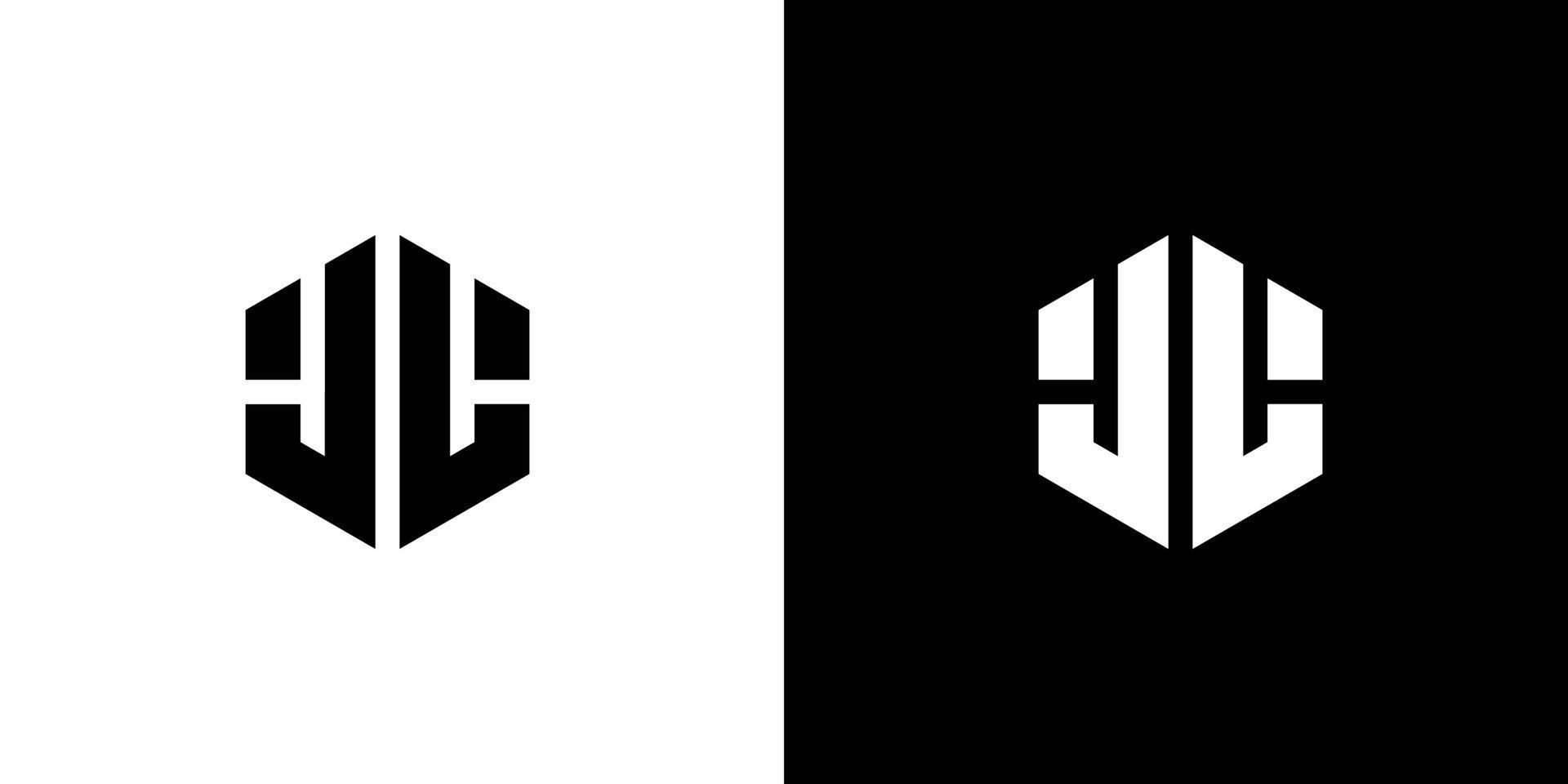 letra j l polígono, hexagonal mínimo logo diseño en negro y blanco antecedentes vector