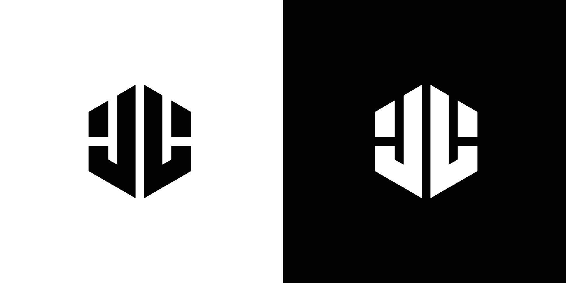 Letter J L Polygon, Hexagonal Minimal Logo Design On Black And White Background vector