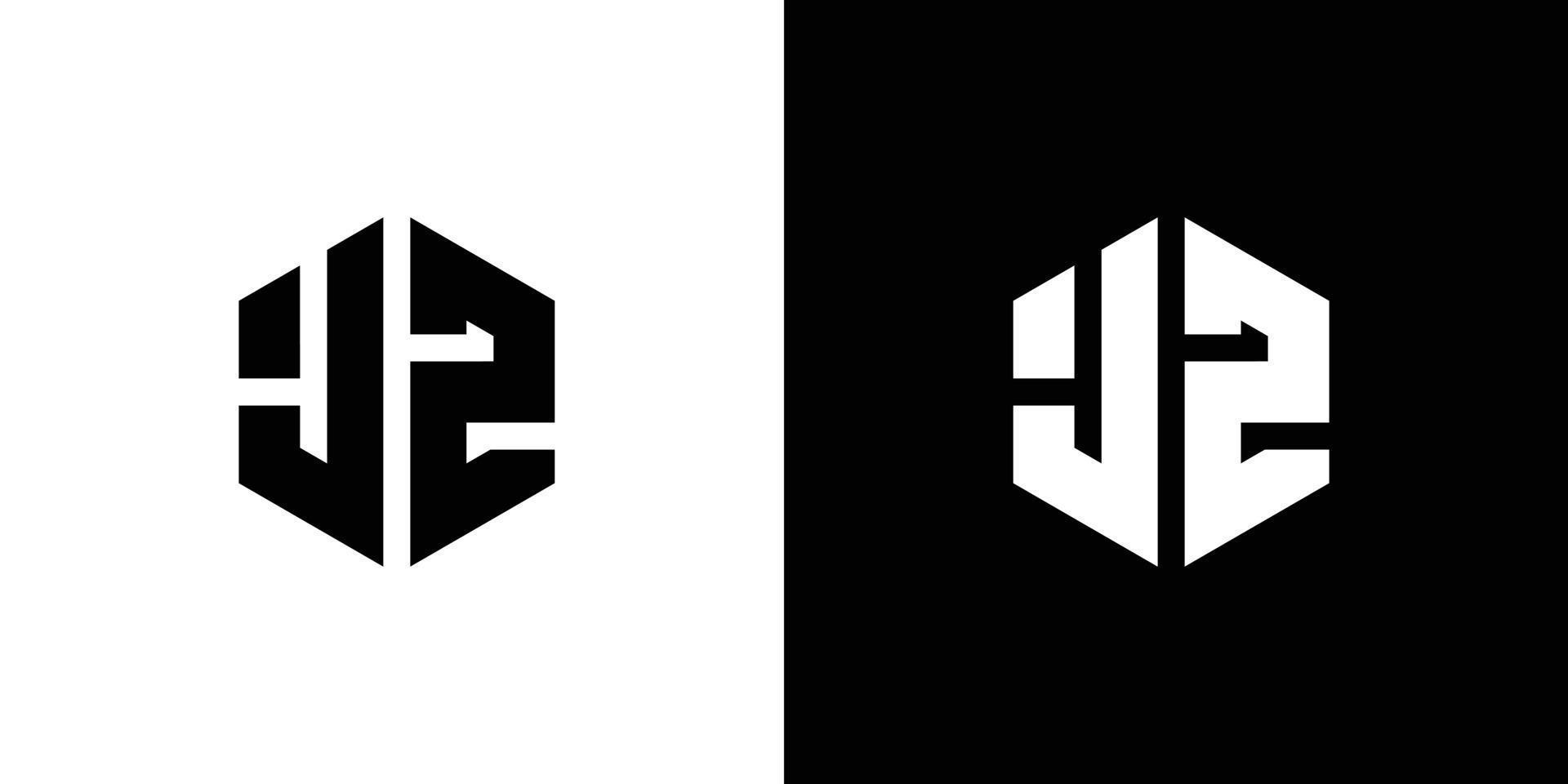 Letter J Z  Polygon, Hexagonal Minimal Logo Design On Black And White Background vector