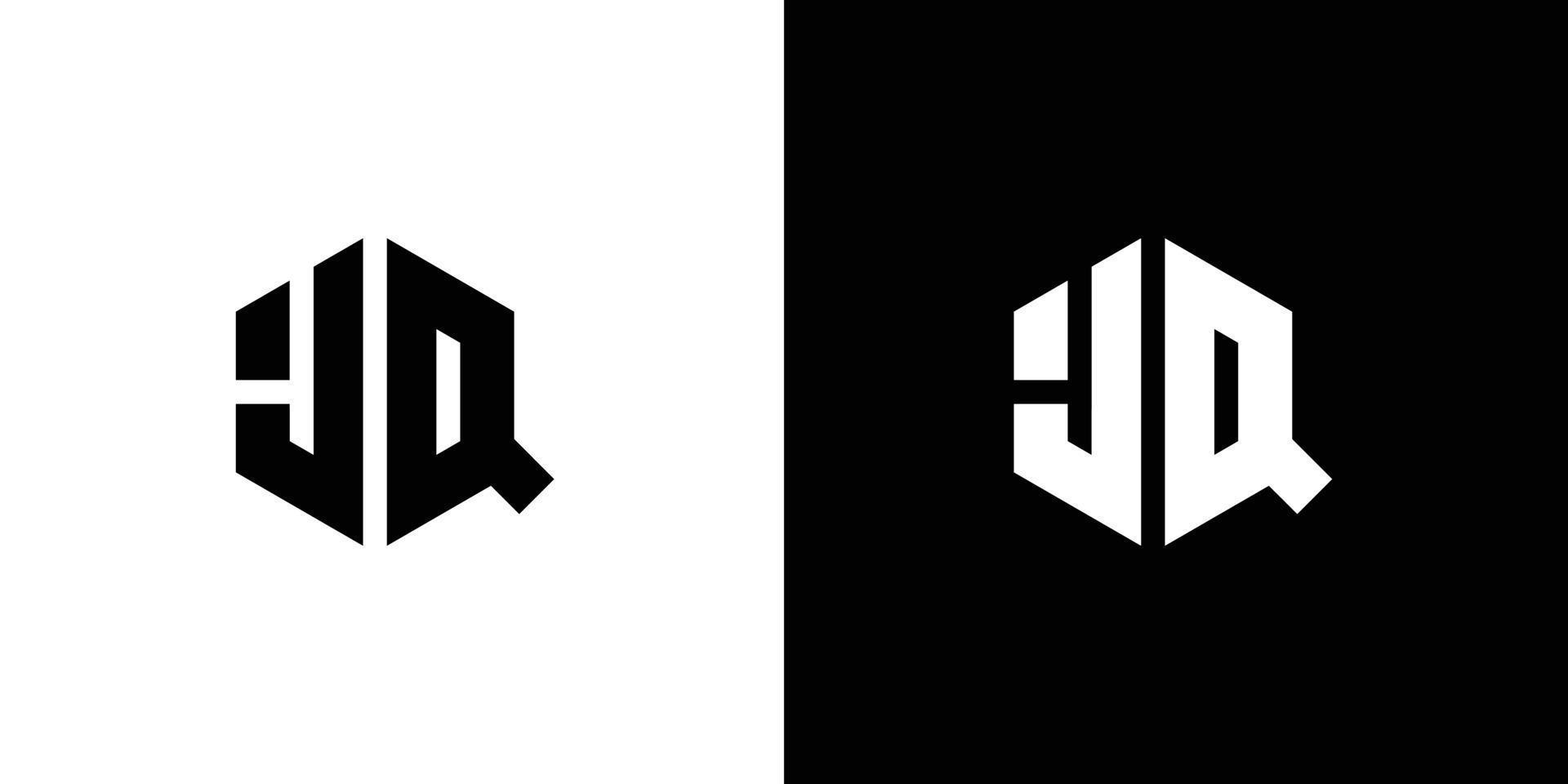 Letter J H Polygon, Hexagonal Minimal Logo Design On Black And White Background vector