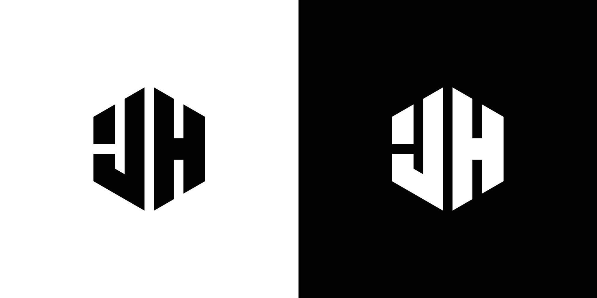 letra j h polígono, hexagonal mínimo logo diseño en negro y blanco antecedentes vector