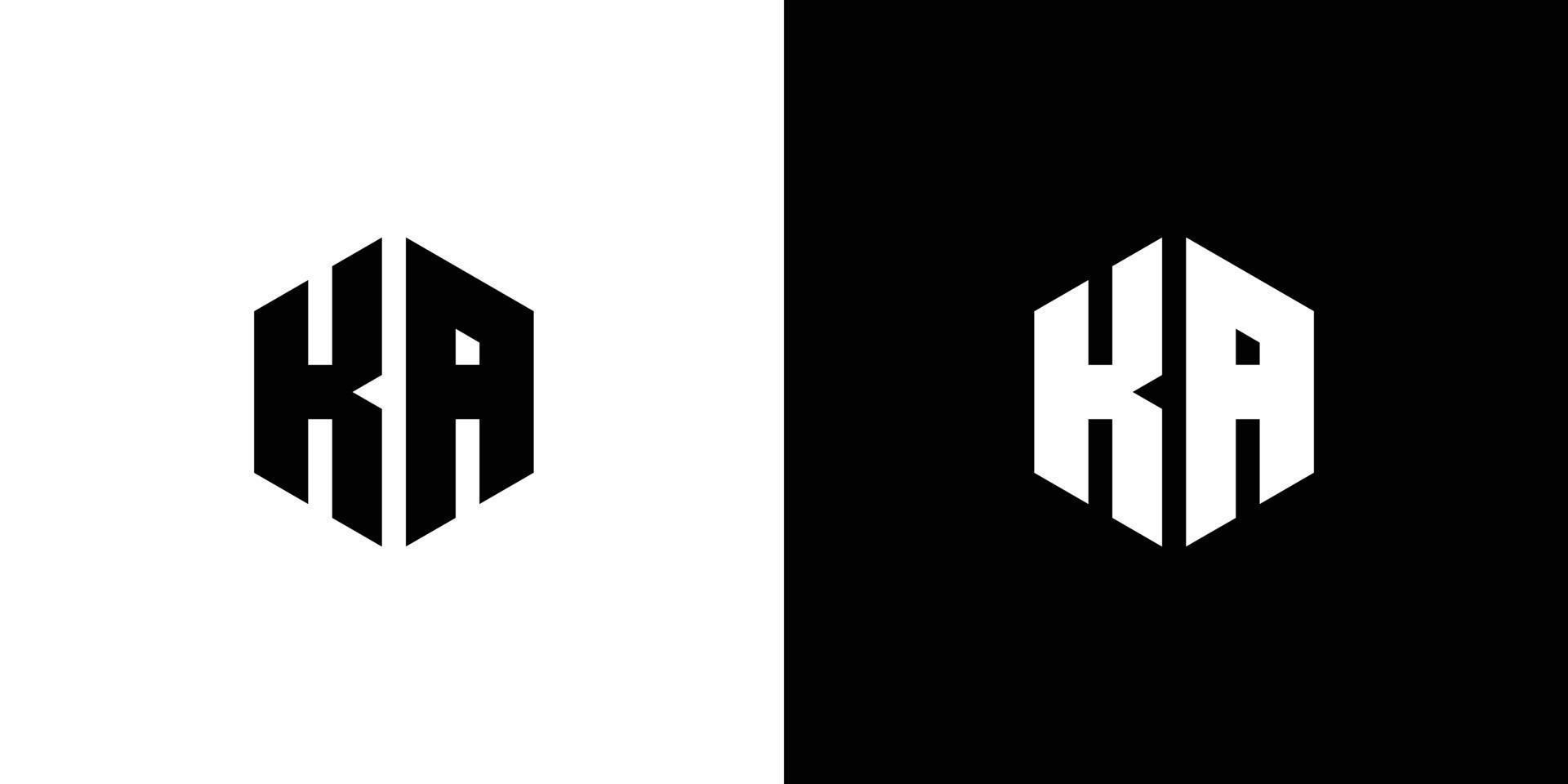 Letter K A Polygon, Hexagonal Minimal Logo Design On Black And White Background vector