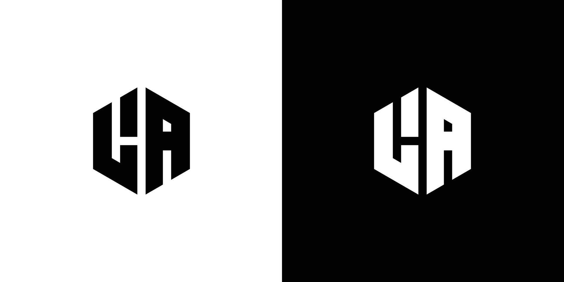 Letter L A Polygon, Hexagonal Minimal Logo Design On Black And White Background vector