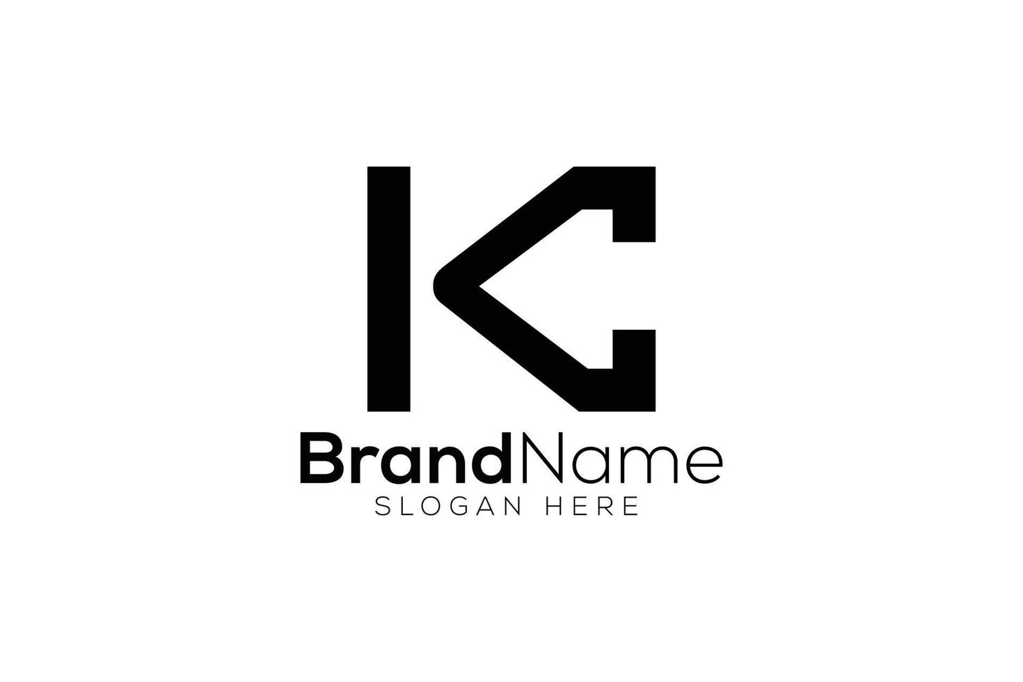 Minimal letter K C arrow logo design template vector