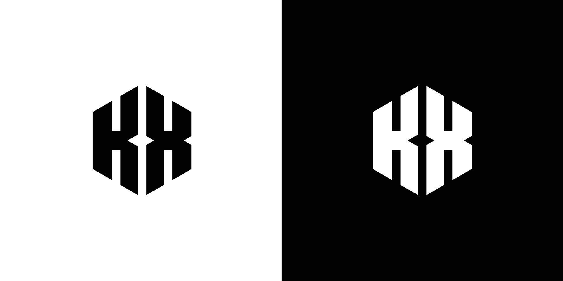 letra k X polígono, hexagonal mínimo logo diseño en negro y blanco antecedentes vector