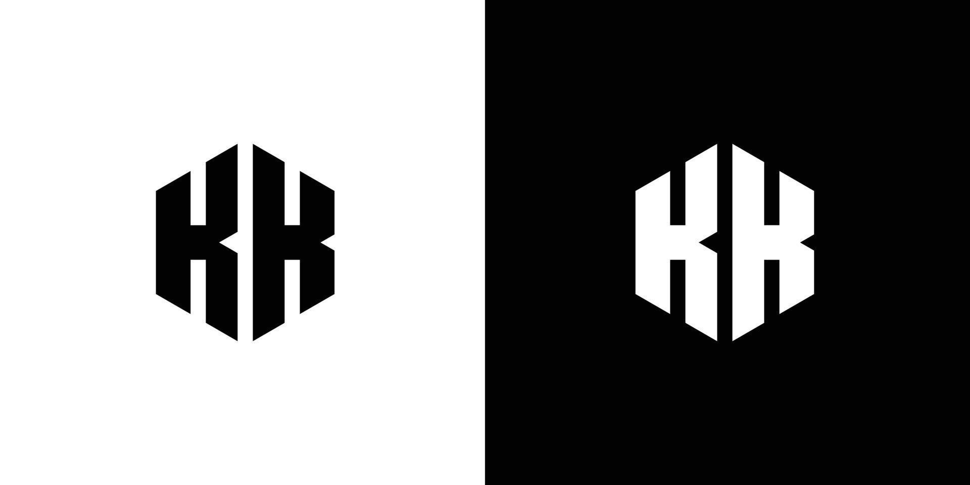 Letter K K Polygon, Hexagonal Minimal Logo Design On Black And White Background vector