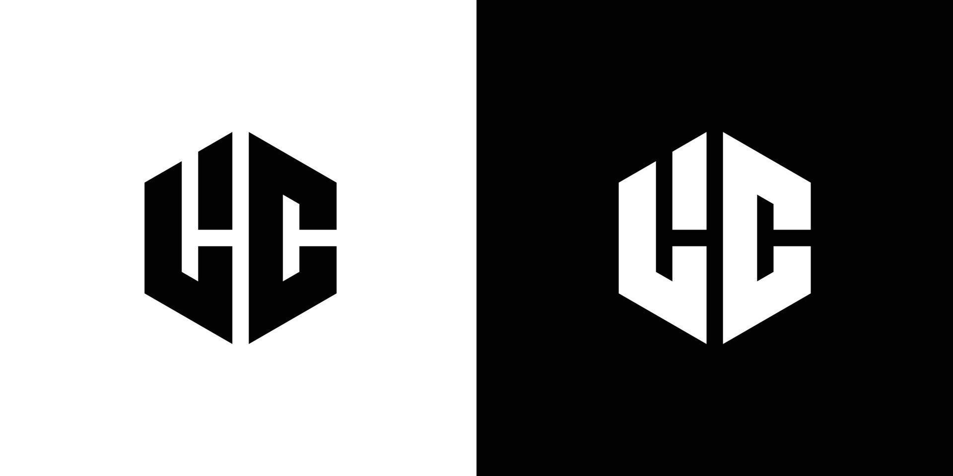 Letter L C Polygon, Hexagonal Minimal Logo Design On Black And White Background vector