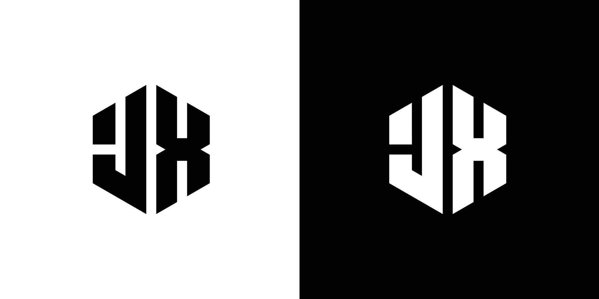 Letter J X  Polygon, Hexagonal Minimal Logo Design On Black And White Background vector