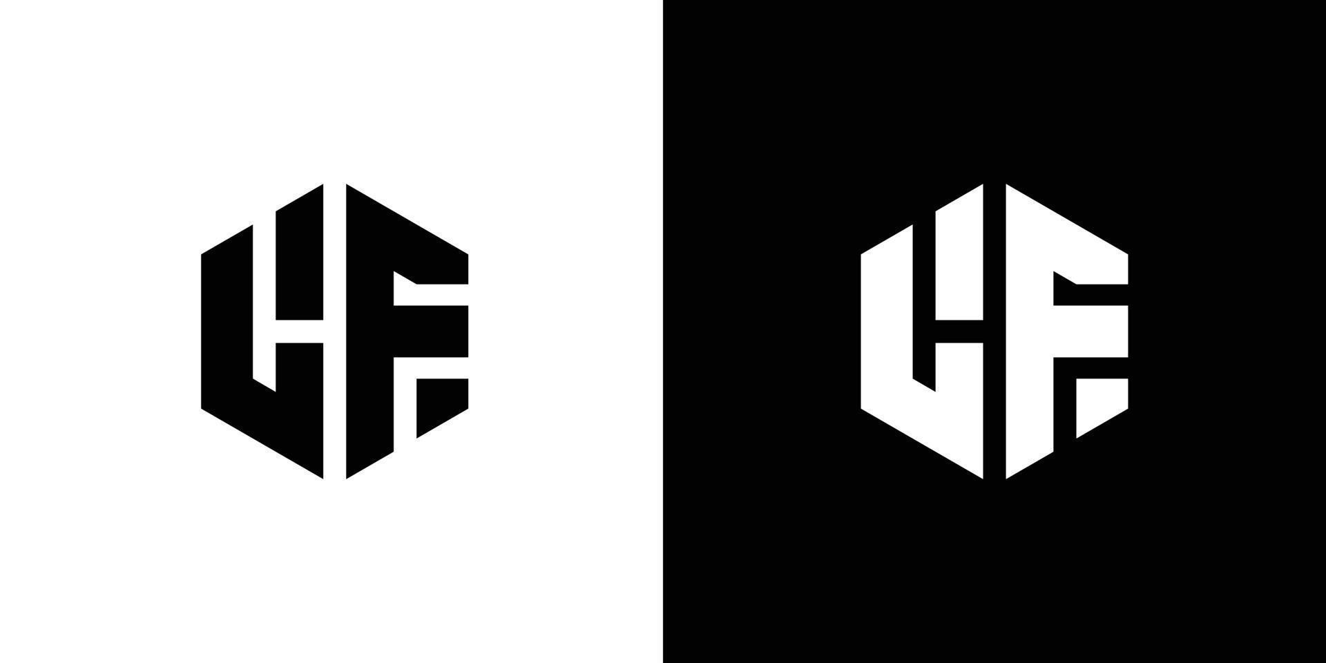 Letter L F Polygon, Hexagonal Minimal Logo Design On Black And White Background vector