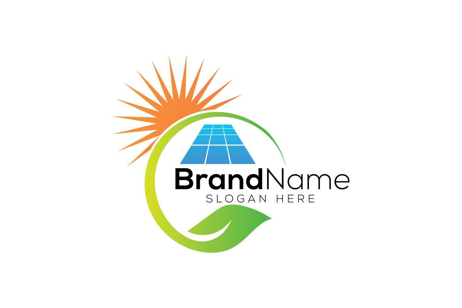 Green solar energy logo design template vector