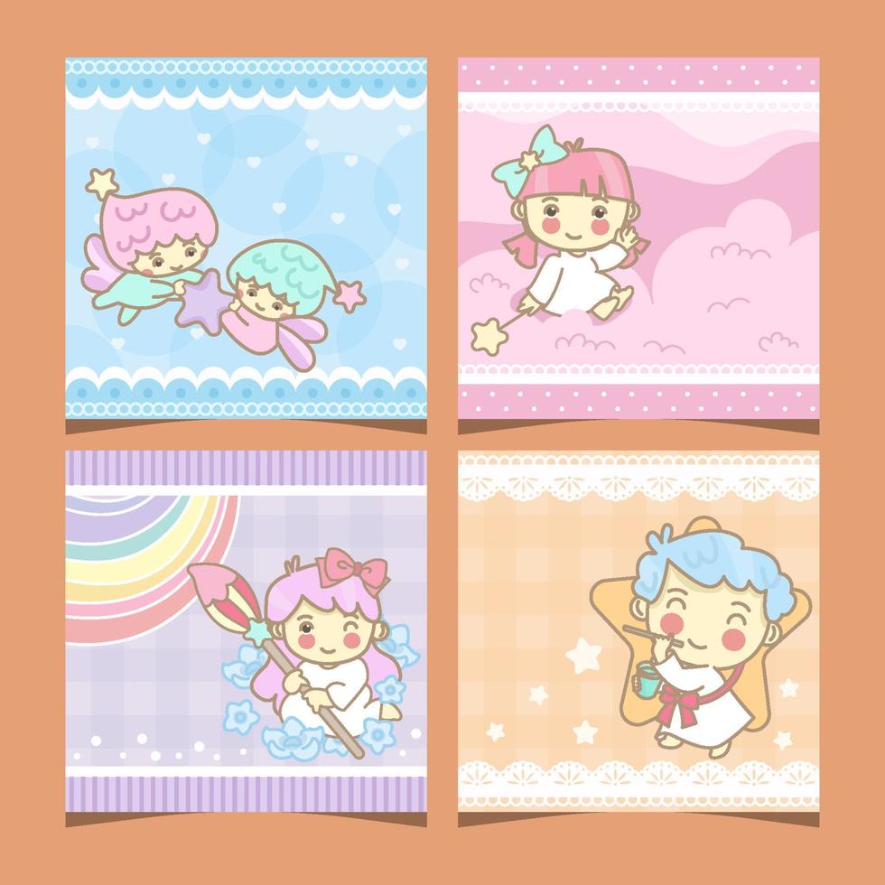 Cute Fairy Children Social Media Post Template vector