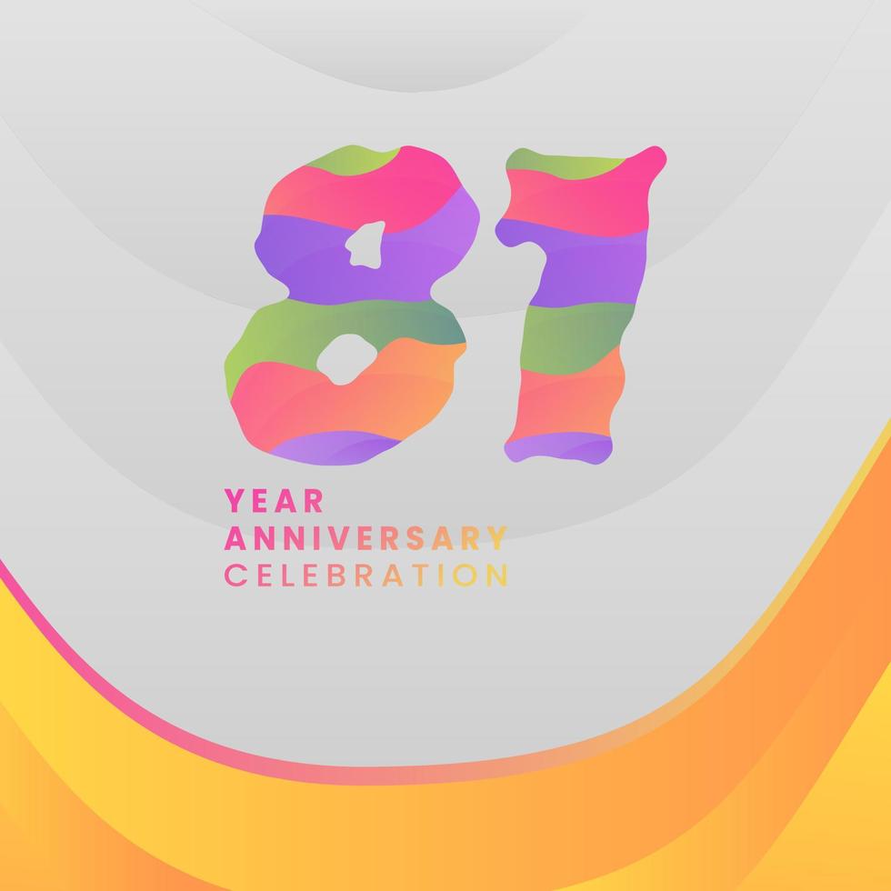 81 Years Annyversary Celebration. Abstract numbers with colorful templates. eps 10. vector