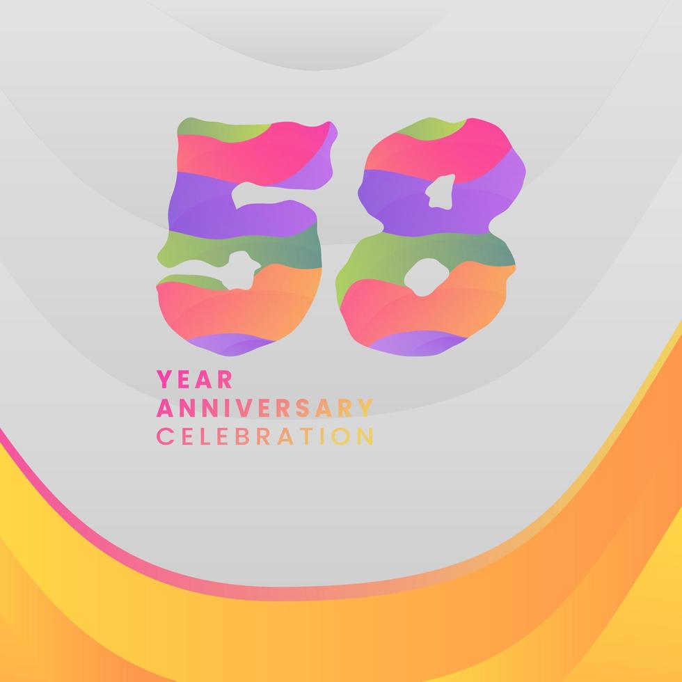 58 Years Annyversary Celebration. Abstract numbers with colorful templates. eps 10. vector