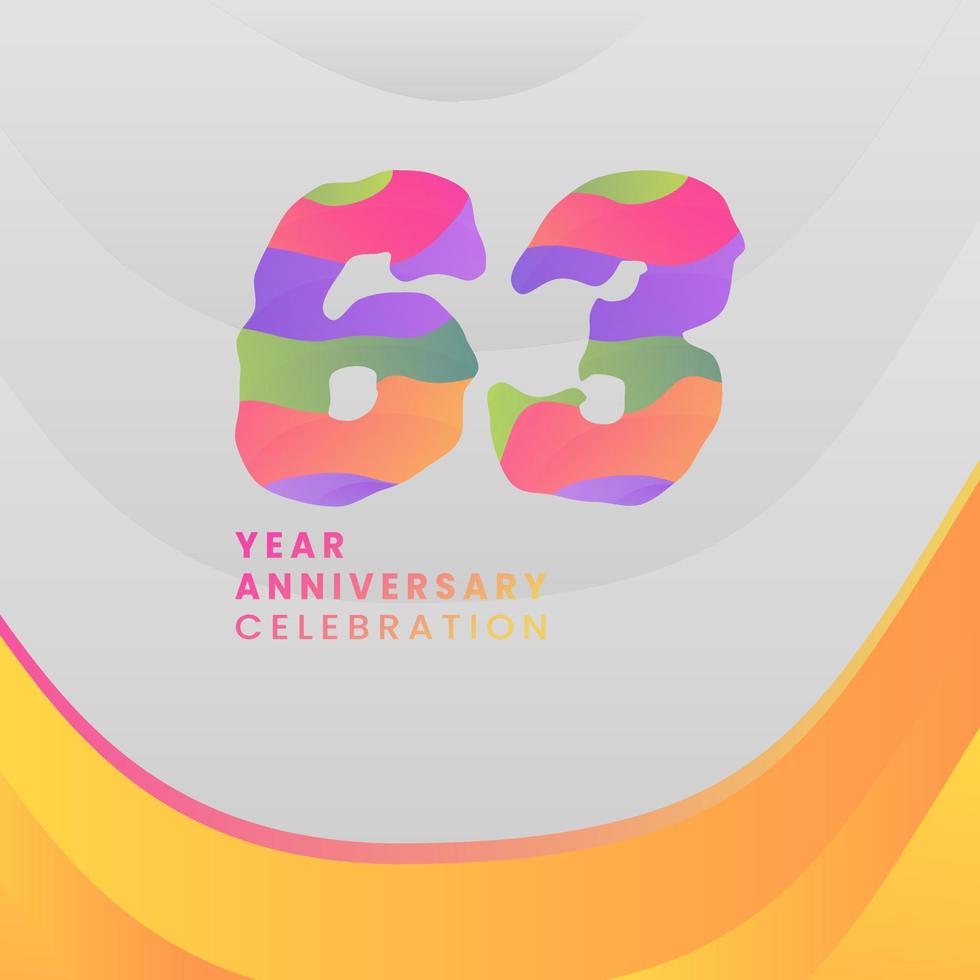 63 Years Annyversary Celebration. Abstract numbers with colorful templates. eps 10. vector