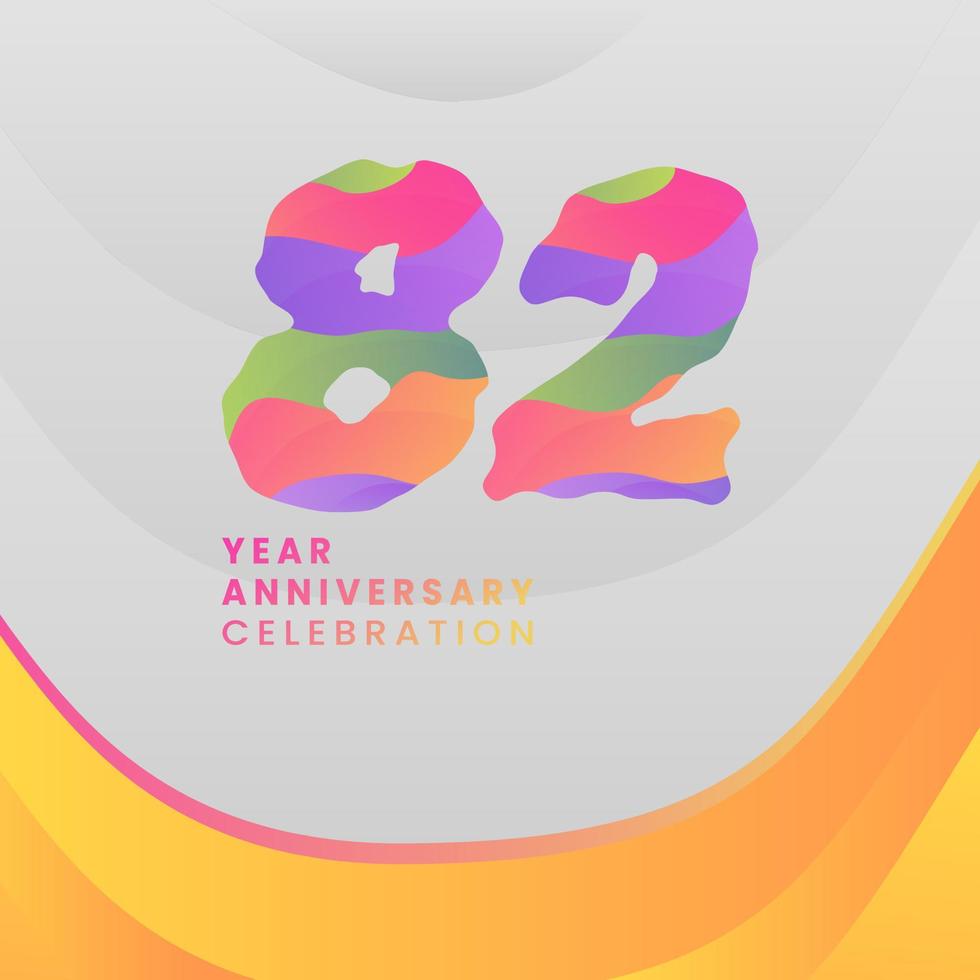 82 Years Annyversary Celebration. Abstract numbers with colorful templates. eps 10. vector