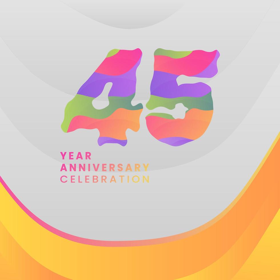 45 Years Annyversary Celebration. Abstract numbers with colorful templates. eps 10. vector