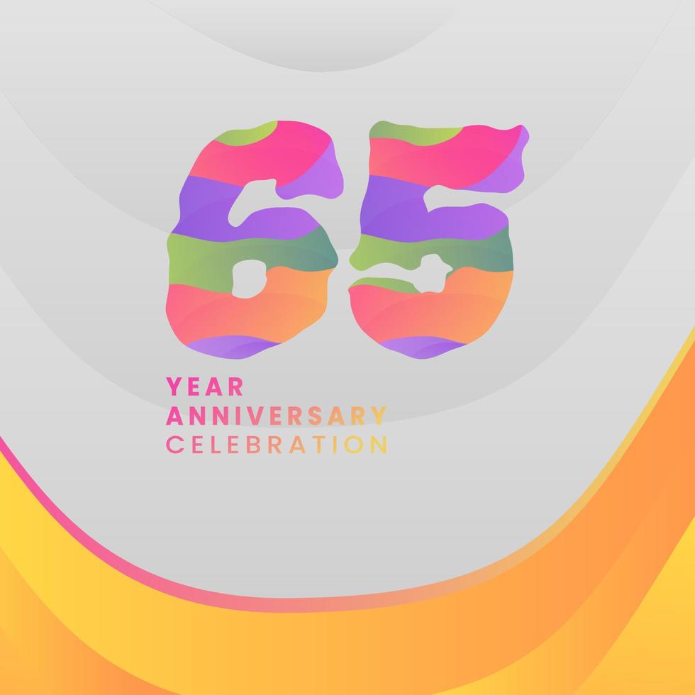 65 Years Annyversary Celebration. Abstract numbers with colorful templates. eps 10. vector