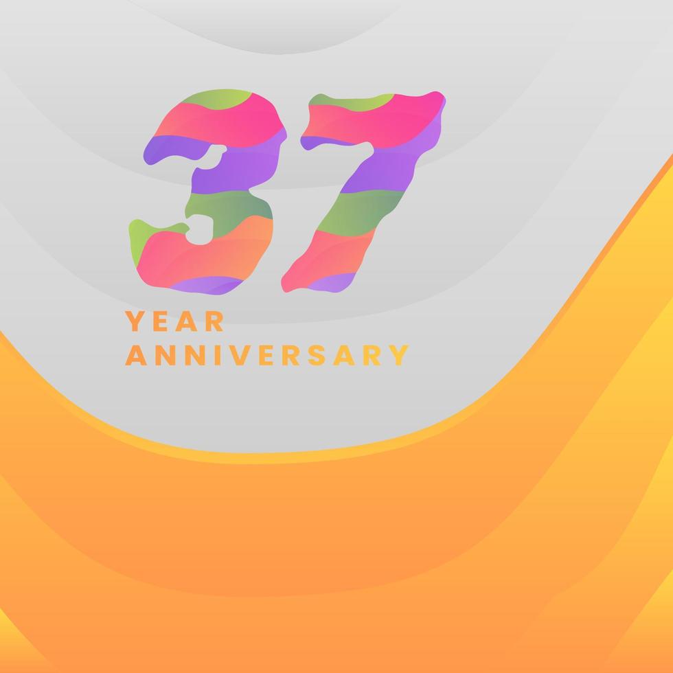 37 Years Annyversary Celebration. Abstract numbers with colorful templates. eps 10. vector