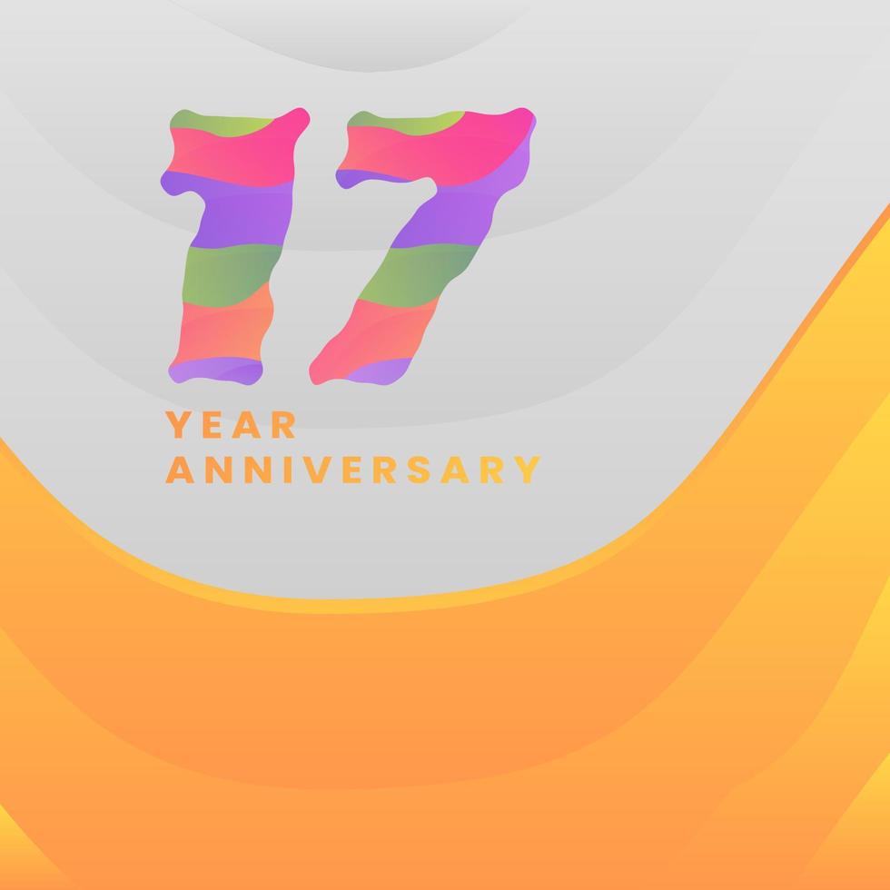 17 Years Annyversary Celebration. Abstract numbers with colorful templates. eps 10. vector