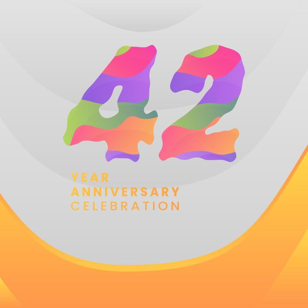 42 Years Annyversary Celebration. Abstract numbers with colorful templates. eps 10. vector