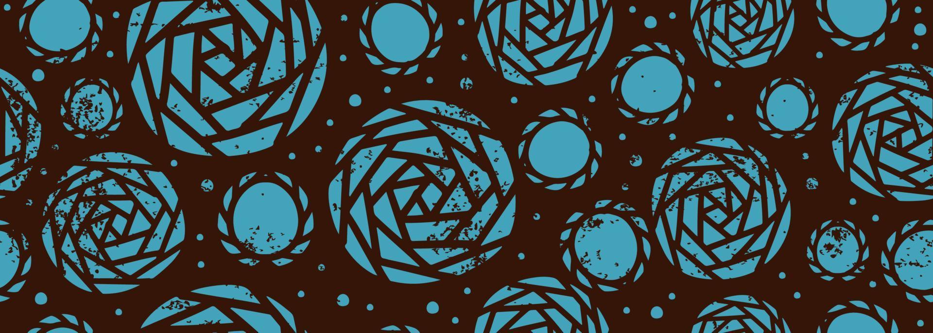 Circle hand drawing pattern ethnic blue on dark brown background vector
