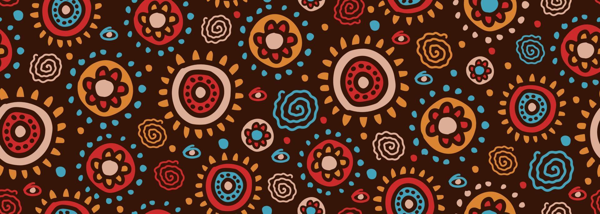 African seamless pattern culture motifs circle ethnic doodle artwork vector