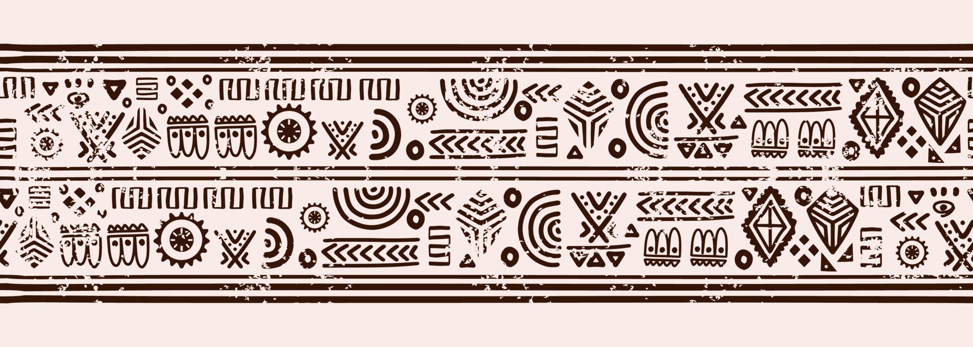 African doodle motifs pattern, Ancient texture drawing vector