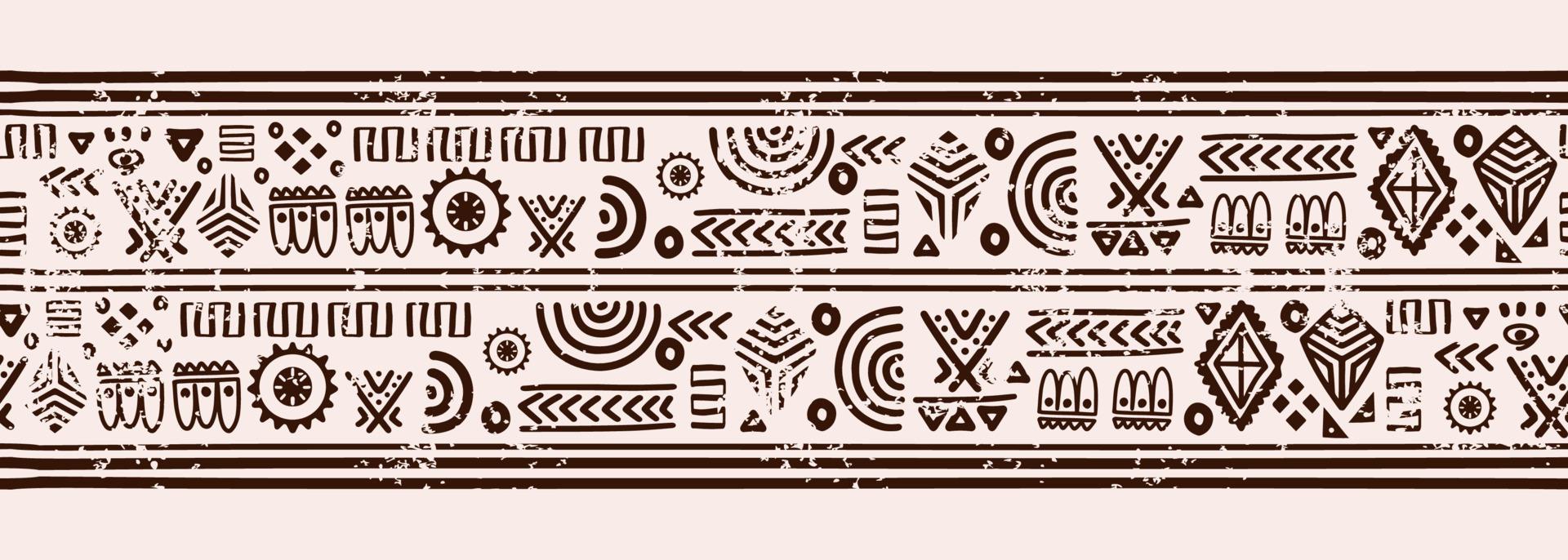 africano garabatear motivos patrón, antiguo textura dibujo vector