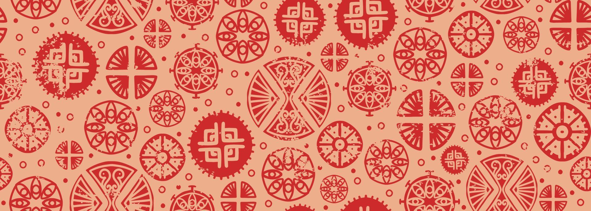 chinese pattern background. seamless circle flower abstract vector