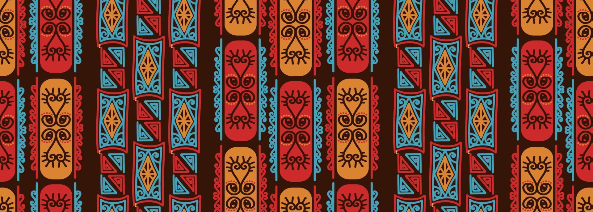 Kalimantan ethnic pattern, traditional fabric from Indonesia vector