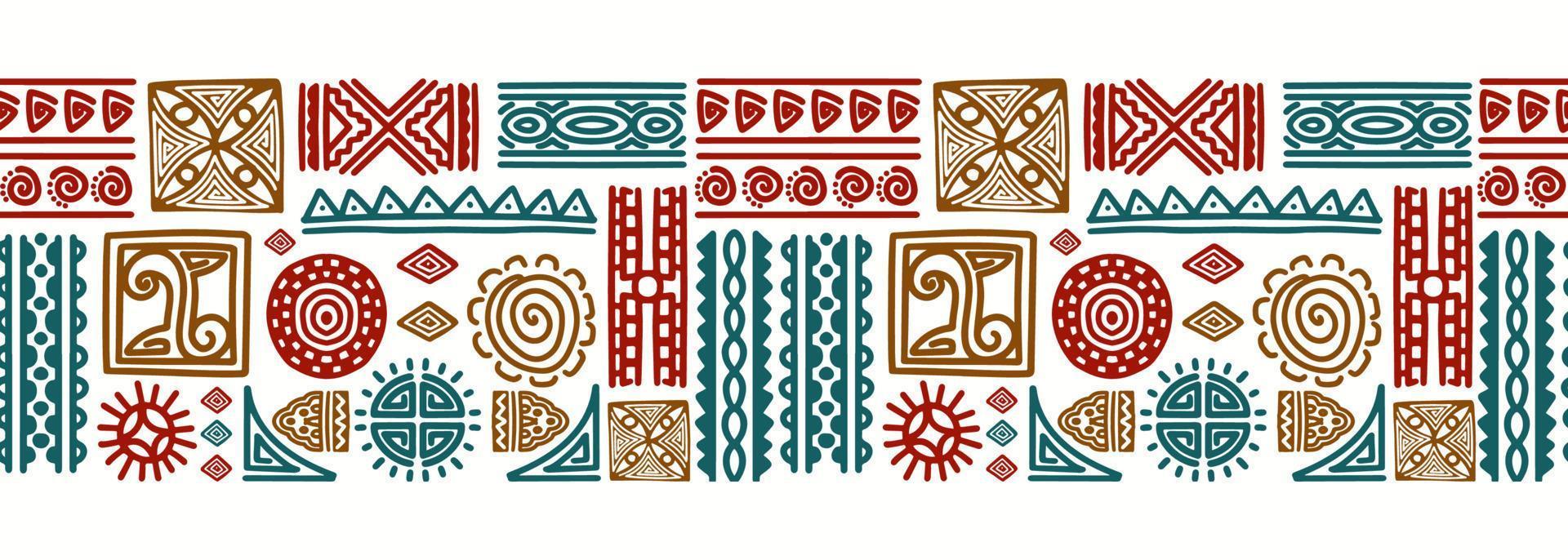 Hand drawn african tribal abstract seamless pattern, ethnic background vector