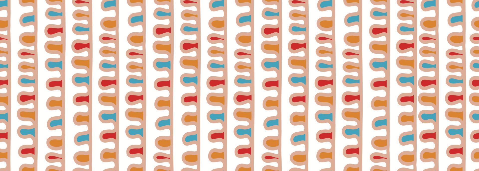 Colorful ethnic stripes pattern, liquid abstract seamless drawing vector