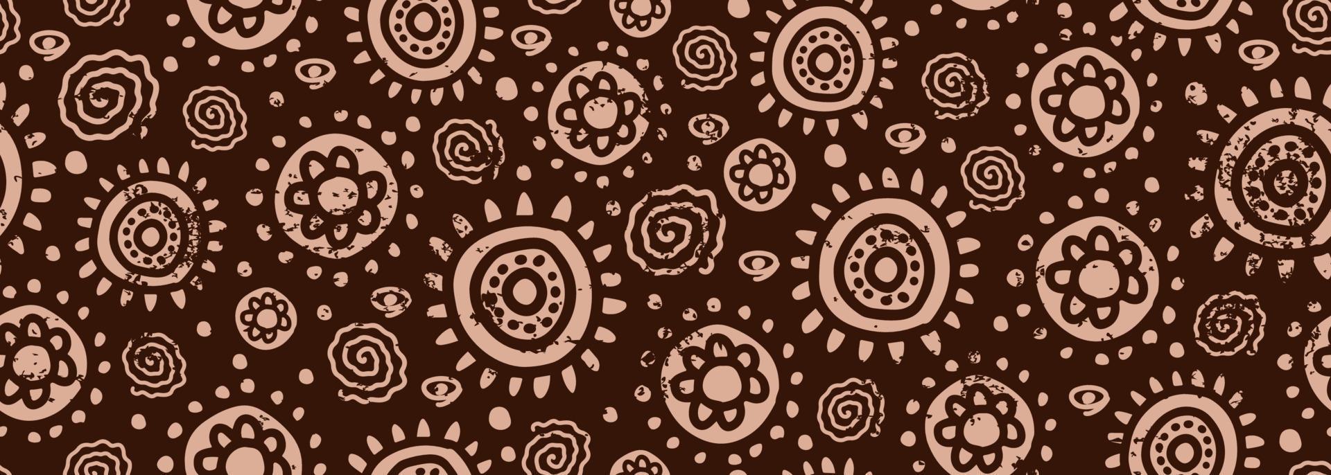 African seamless pattern culture motifs, circle ethnic doodle artwork. vector