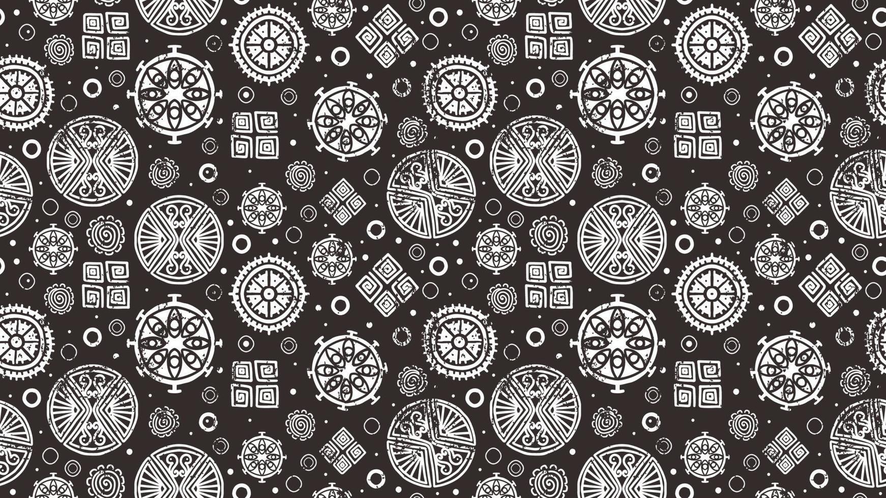 Ethnic drawing seamless pattern, tribal african maya symbol vector