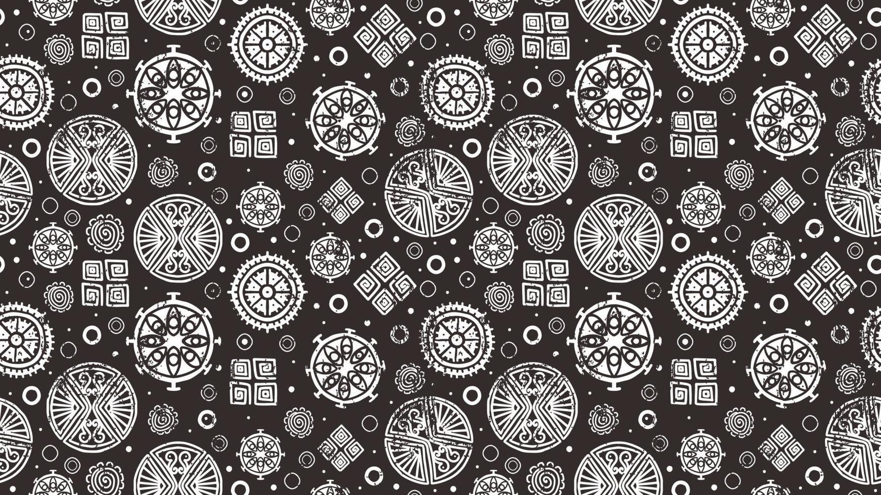 Ethnic drawing seamless pattern, tribal african maya symbol vector