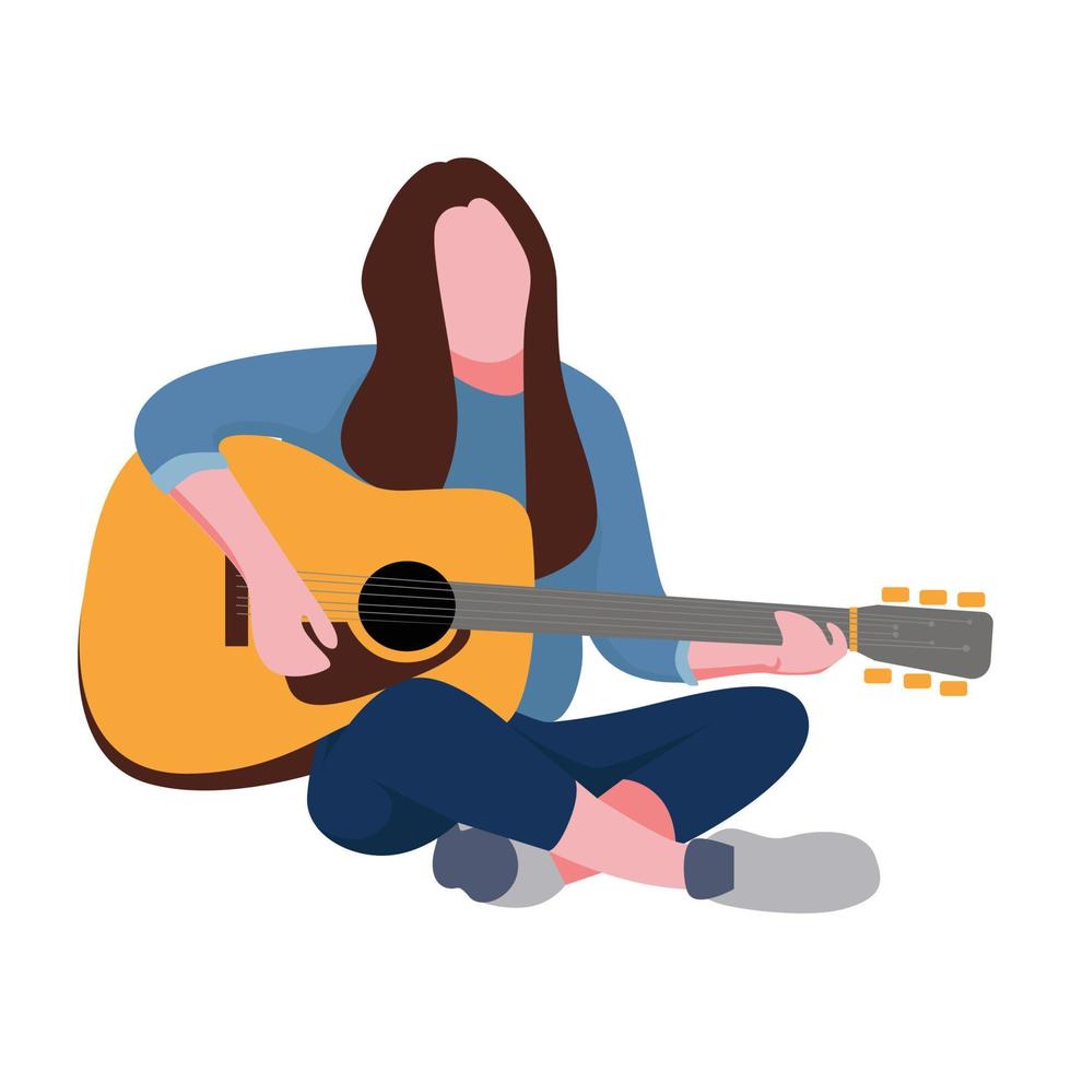 une fille en jouant un acoustique guitare. une femelle guitariste. la  musique instruments joueur illustrations. 20949411 Art vectoriel chez  Vecteezy