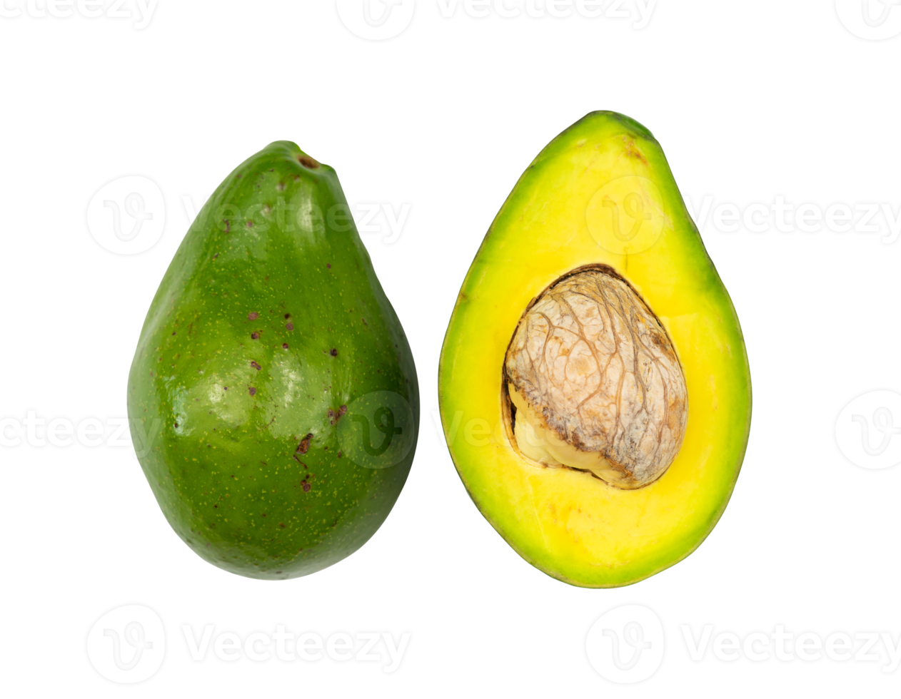 Whole and slice of avocado isolated png