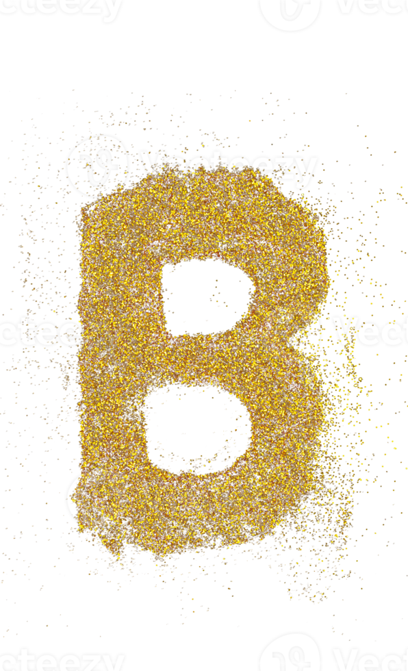 letter B in glitter of gold particle isolated png