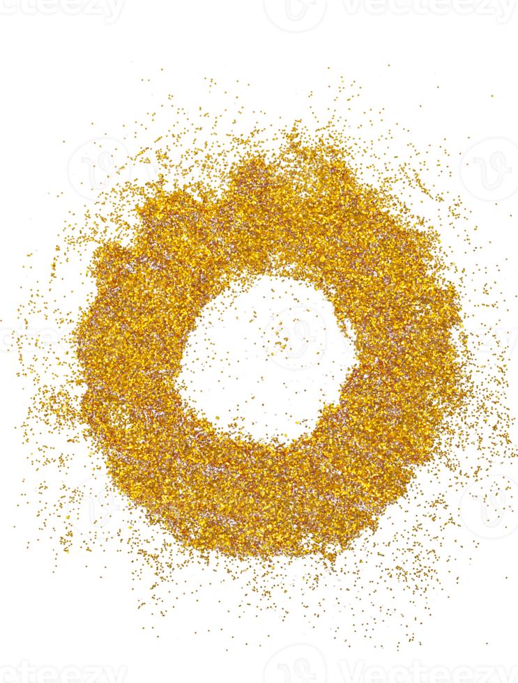 letter O in glitter of gold particle isolated png