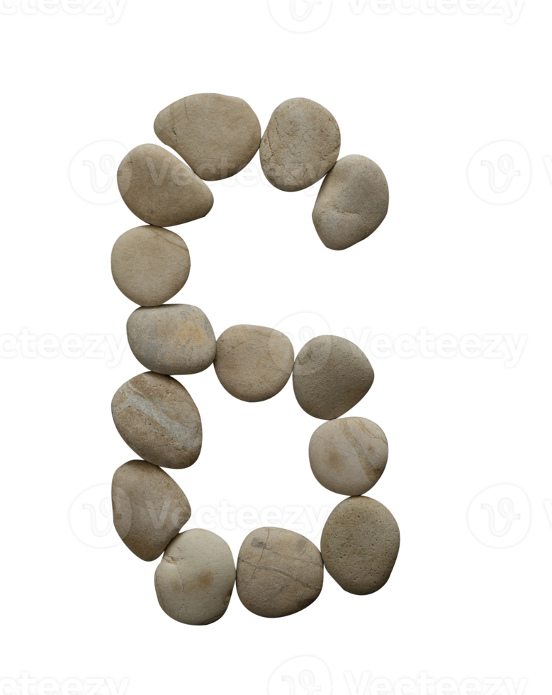 Number 6 in stone isolated png