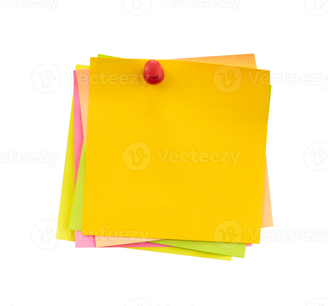 stack of Sticker notes with pin isolated png