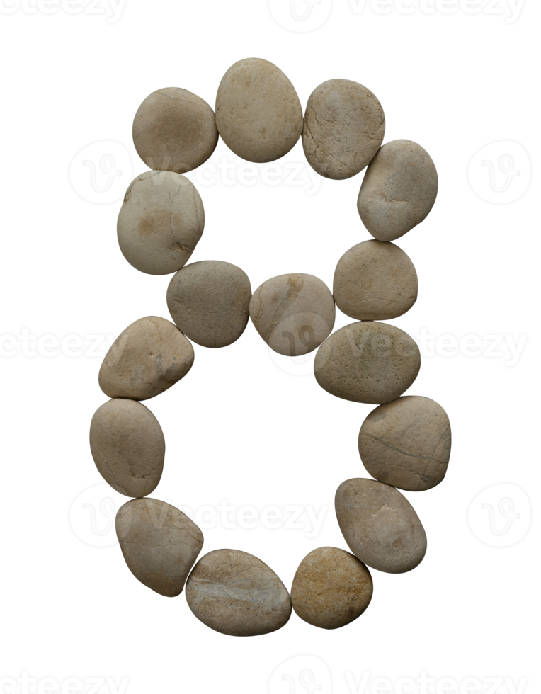 Number 8 in stone isolated png