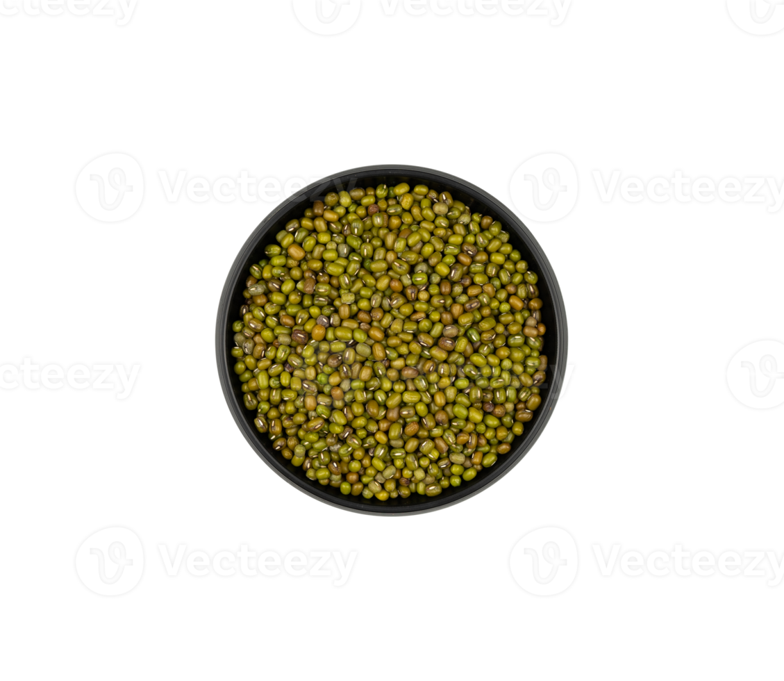 Green bean seeds in a small bowl isolated. kitchen spice design elements png