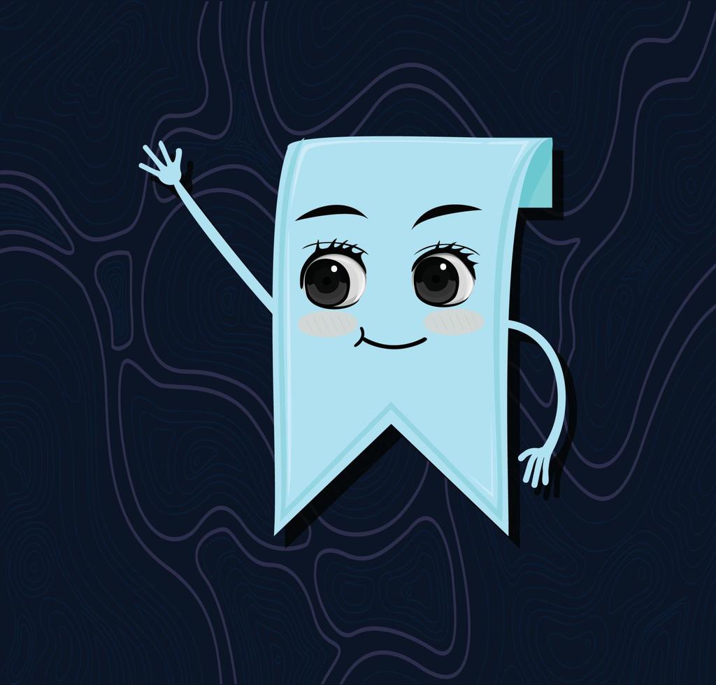 Cute Cartoon Bookmark characters with dark blue backgrounds vector