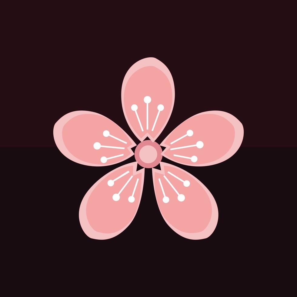 vector de rosado Cereza flores en un oscuro antecedentes
