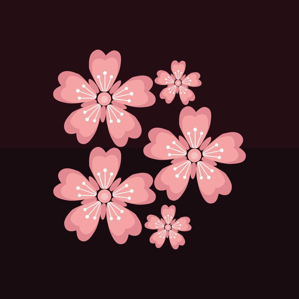 vector of pink cherry blossoms on a dark background
