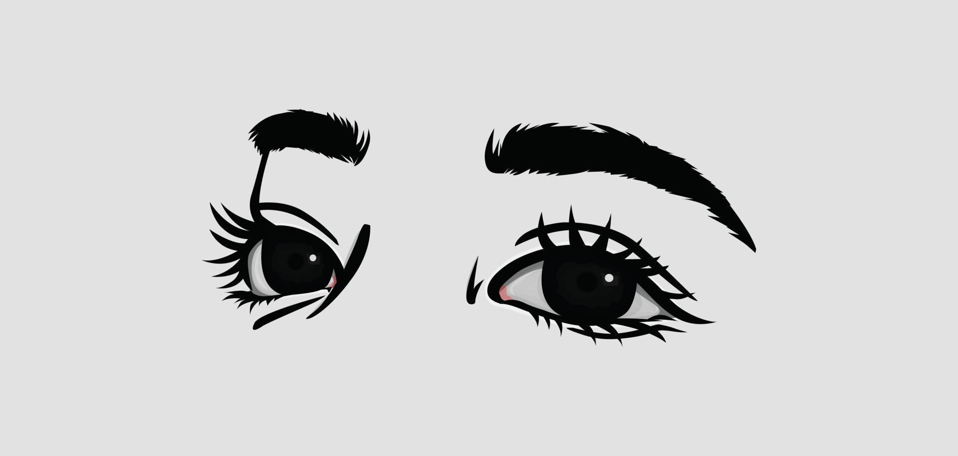 Illustration of a pair of female eyes. Eye vectors