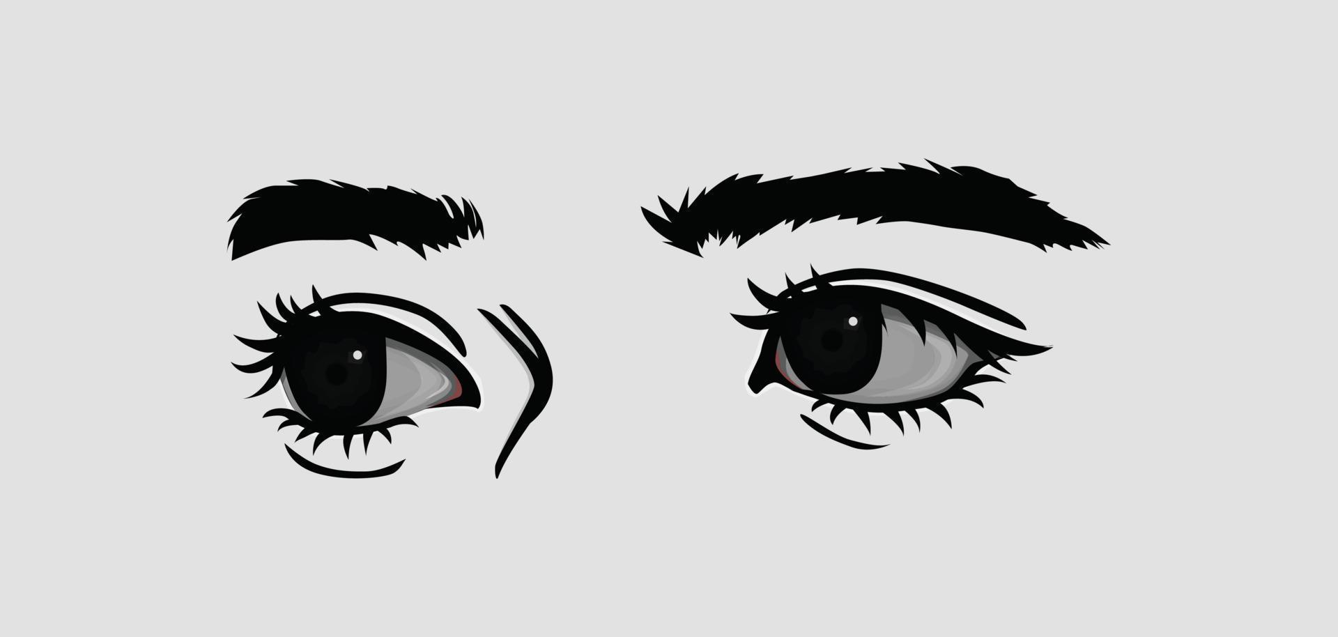 Illustration of a pair of female eyes. Eye vectors